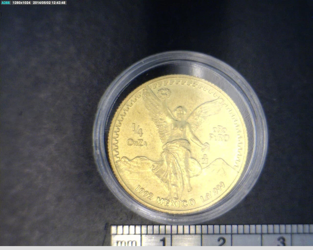 1/4 oz Libertad Oro 1992 · Inventario Banxico 17558 (reverso)