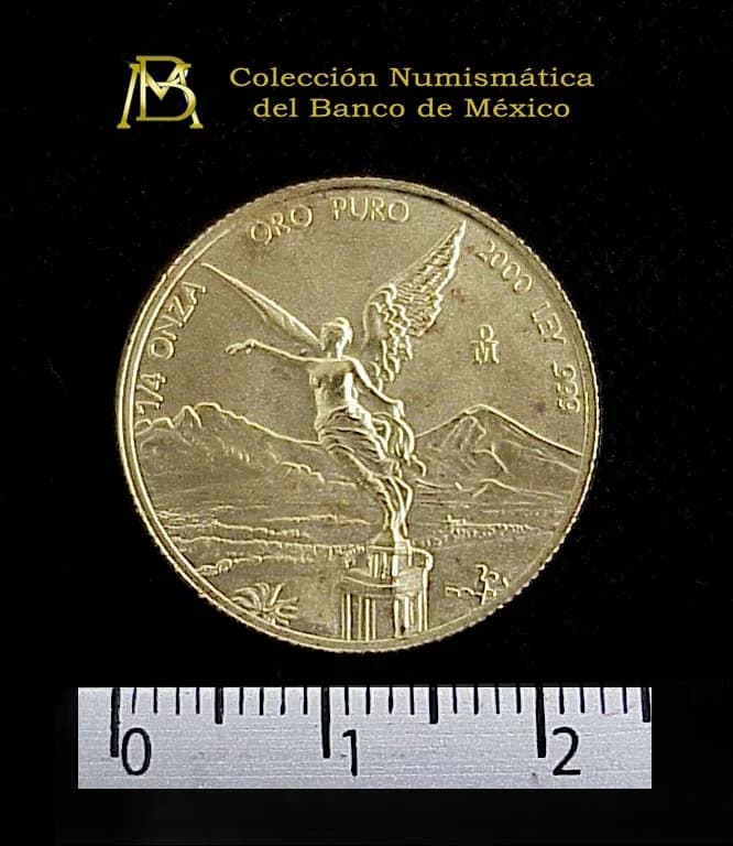1/4 oz Libertad Oro 2000 · Inventario Banxico 21079 (reverso)