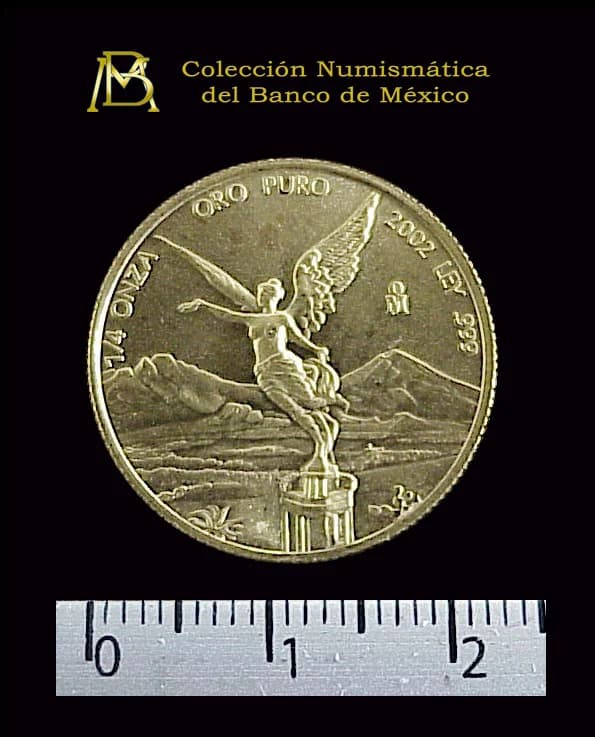 1/4 oz Libertad Oro 2002 · Inventario Banxico 21059 (reverso)