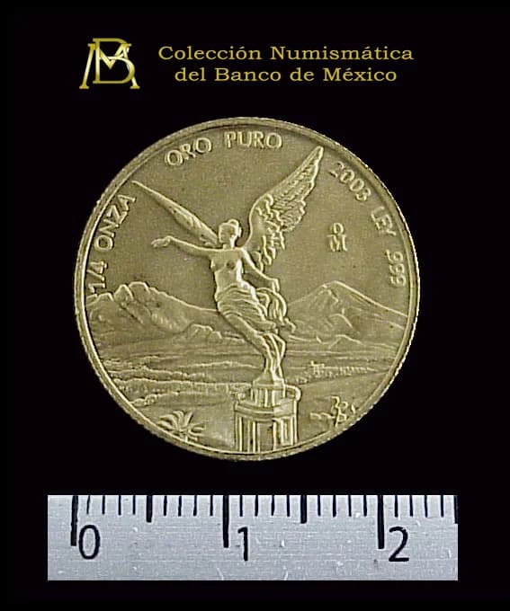 1/4 oz Libertad Oro 2003 · Inventario Banxico 21060 (reverso)