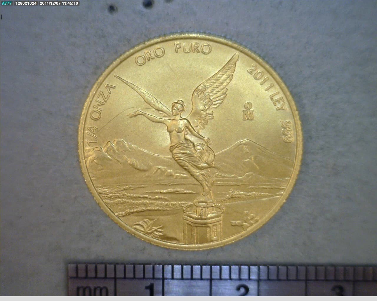 1/4 oz Libertad Oro 2011 · Inventario Banxico 22693 (reverso)