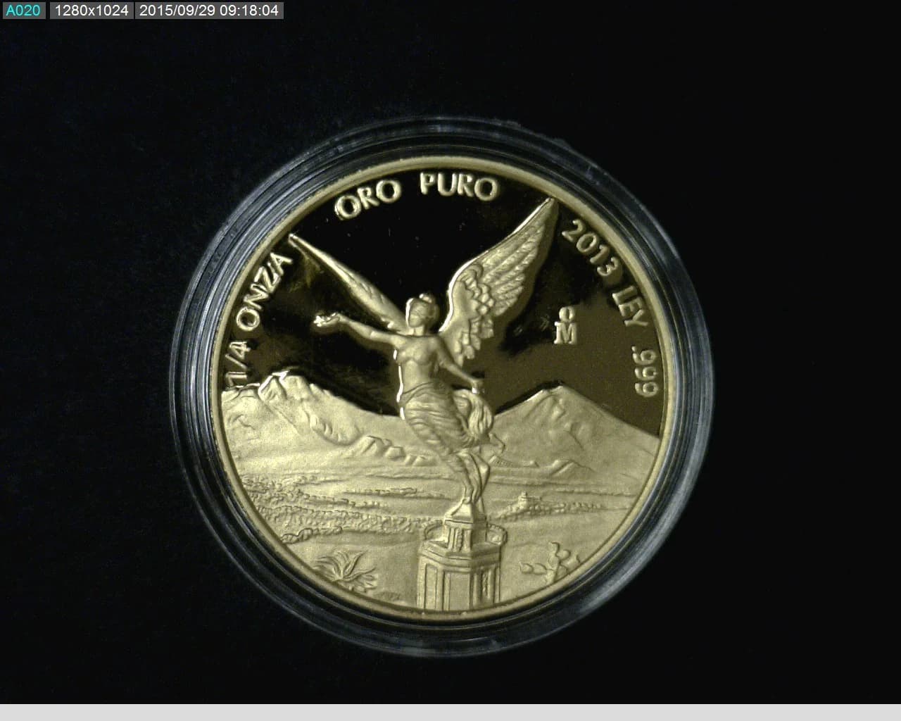 1/4 oz Libertad Oro 2013 · Inventario Banxico 23287 (reverso)