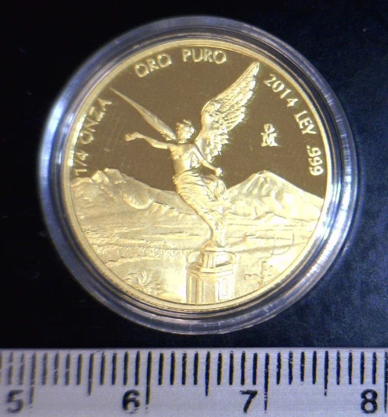 1/4 oz Libertad Oro 2014 · Inventario Banxico 23663 (reverso)