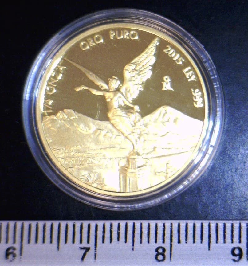 1/4 oz Libertad Oro 2015 · Inventario Banxico 23665 (reverso)