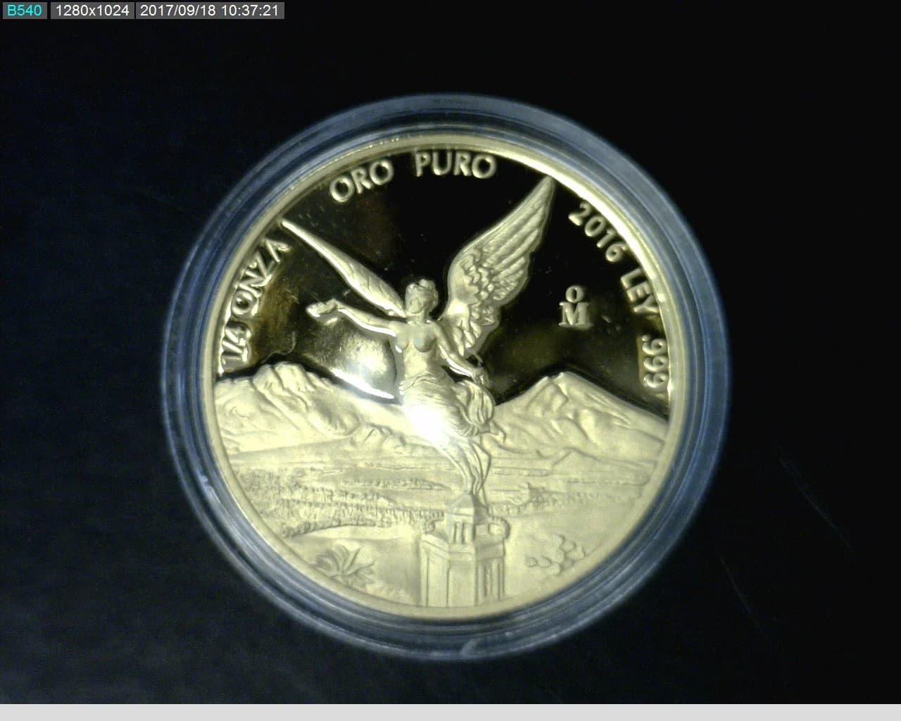 1/4 oz Libertad Oro 2016 · Inventario Banxico 23942 (reverso)
