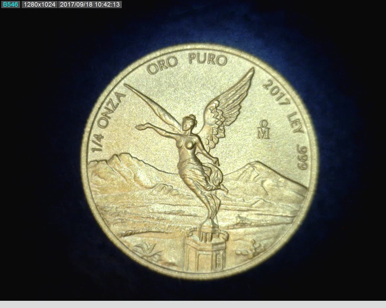 1/4 oz Libertad Oro 2017 · Inventario Banxico 23945 (reverso)