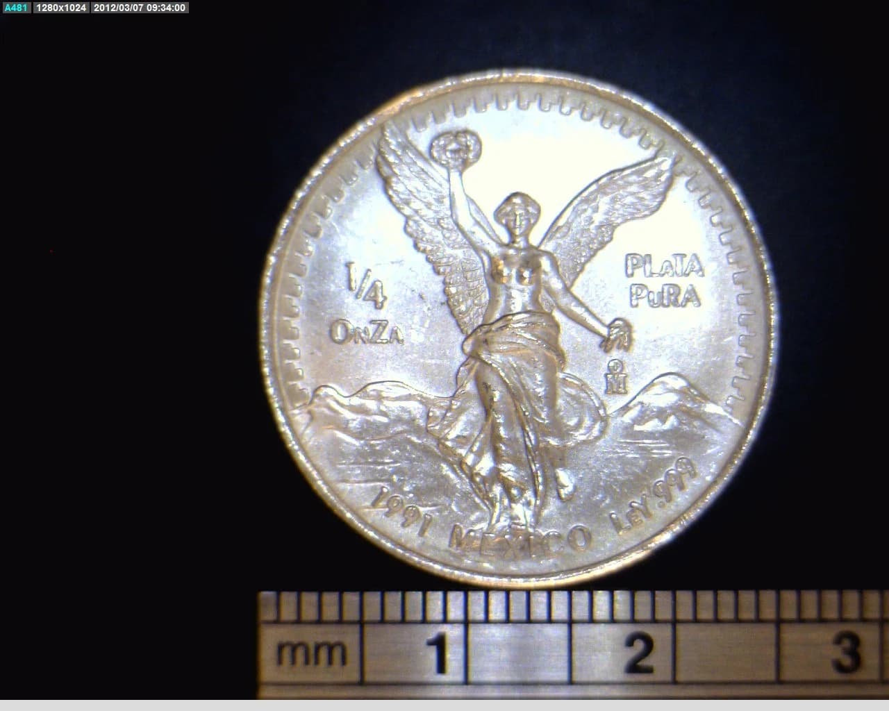 1/4 oz Libertad Plata 1991 · Inventario Banxico 17678 (reverso)