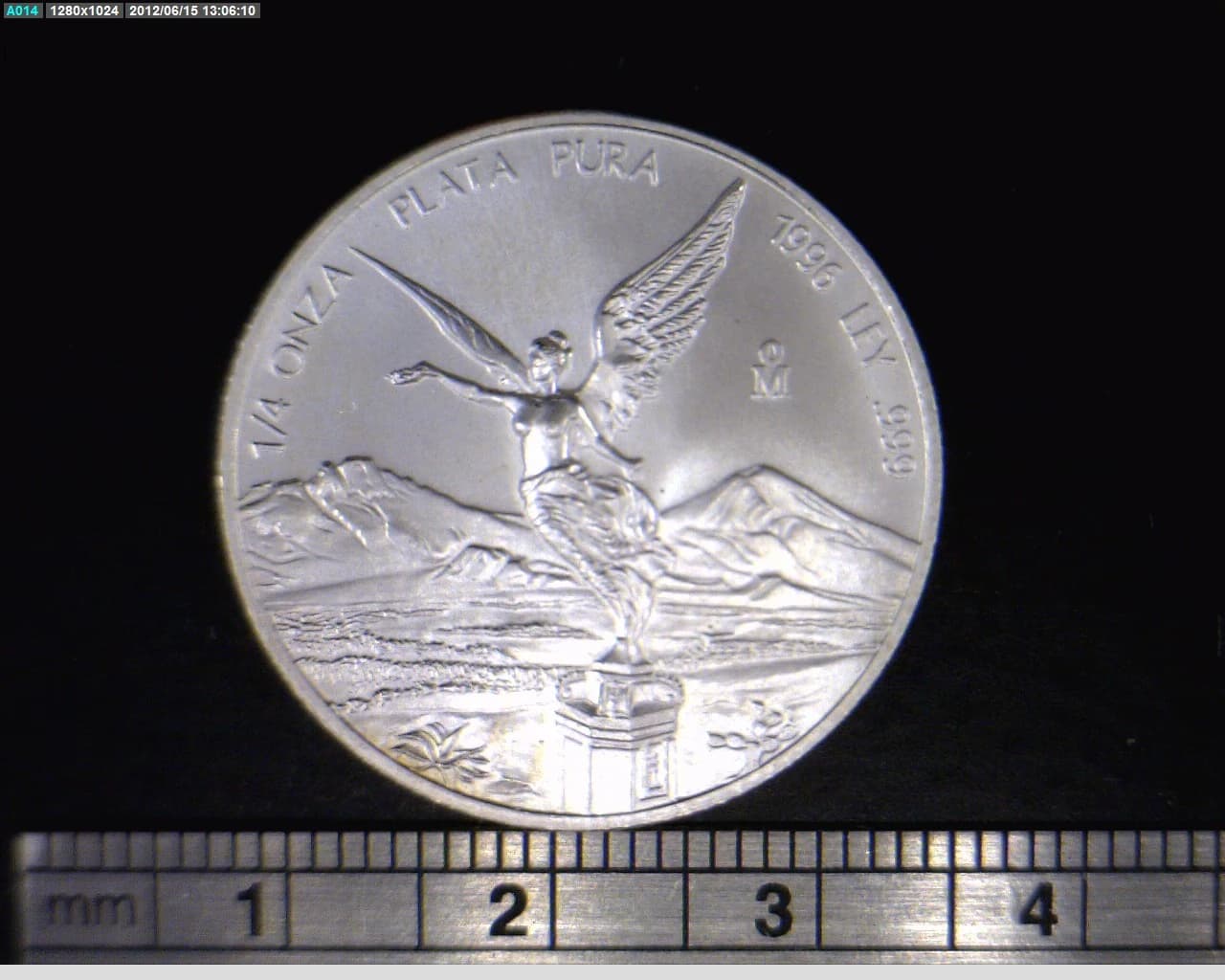 1/4 oz Libertad Plata 1996 · Inventario Banxico 19211 (reverso)