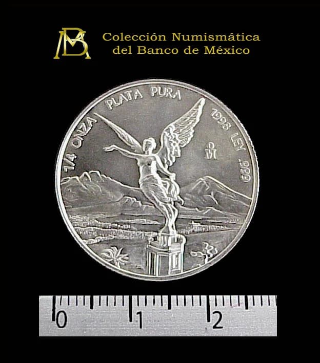 1/4 oz Libertad Plata 1998 · Inventario Banxico 20766 (reverso)