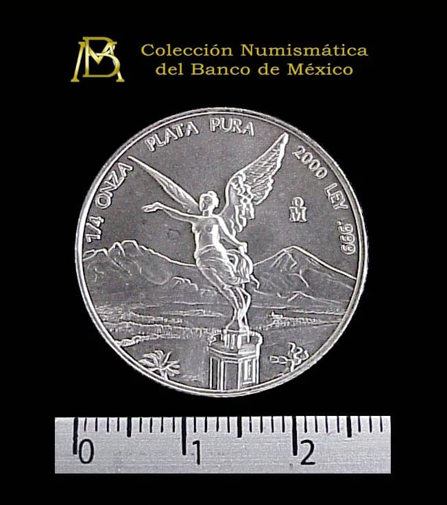 1/4 oz Libertad Plata 2000 · Inventario Banxico 20770 (reverso)