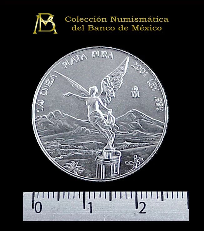 1/4 oz Libertad Plata 2001 · Inventario Banxico 20922 (reverso)