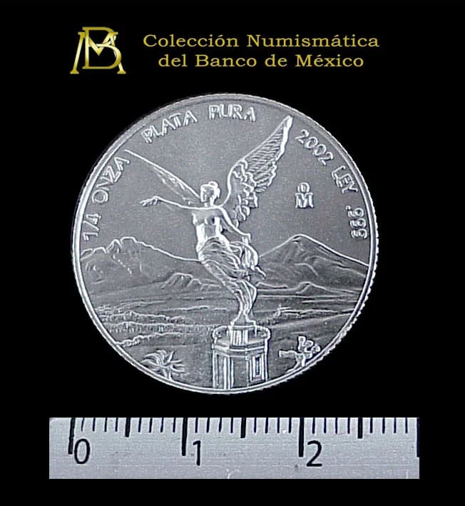 1/4 oz Libertad Plata 2002 · Inventario Banxico 20924 (reverso)
