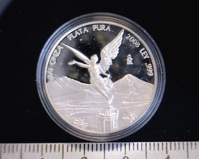 1/4 oz Libertad Plata 2008 (Espejo) · Inventario Banxico 23818 (reverso)
