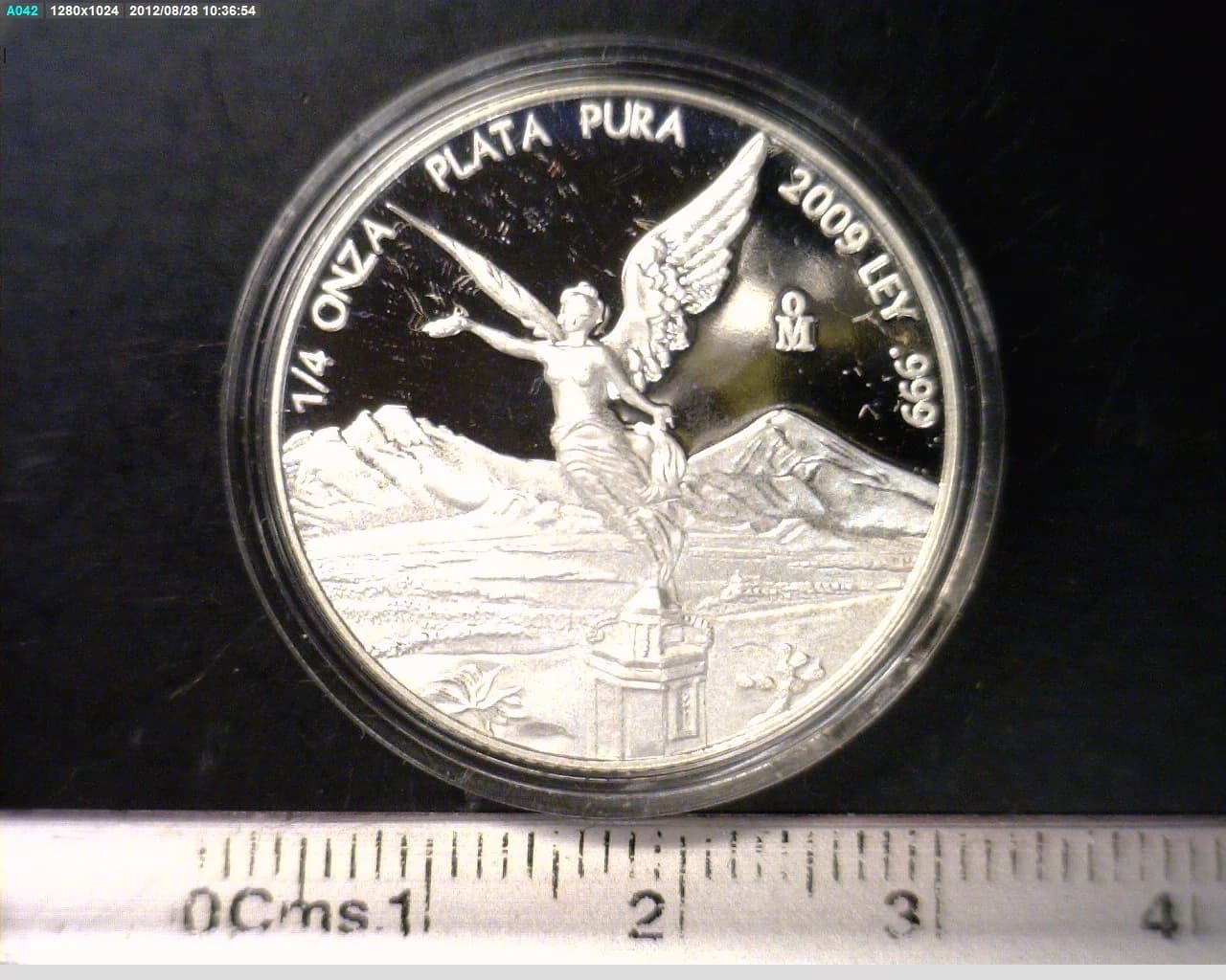 1/4 oz Libertad Plata 2009 · Inventario Banxico 22193 (reverso)