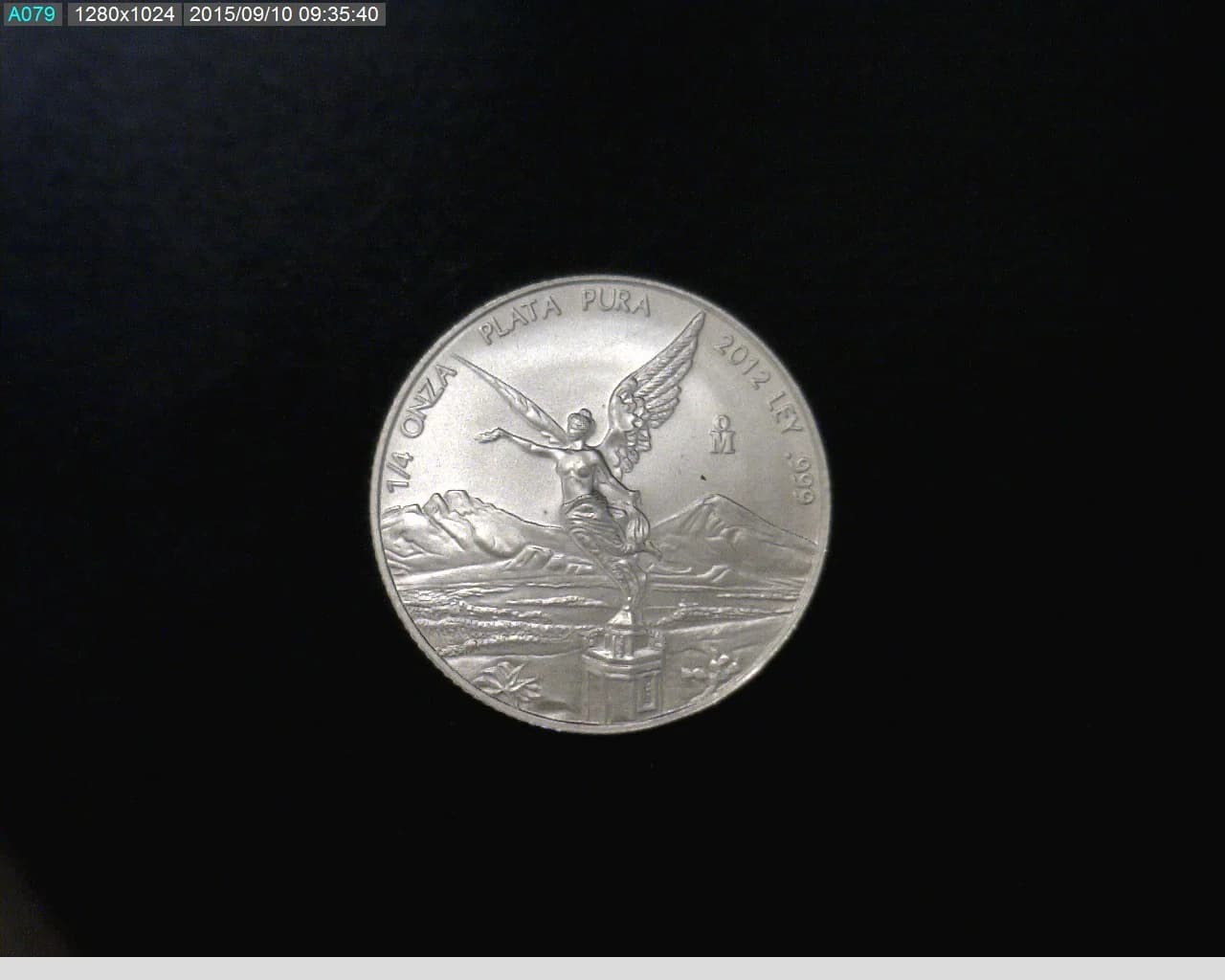 1/4 oz Libertad Plata 2012 · Inventario Banxico 23010 (reverso)
