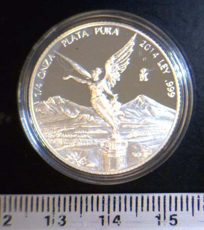 1/4 oz Libertad Plata 2014 · Inventario Banxico 23699 (reverso)