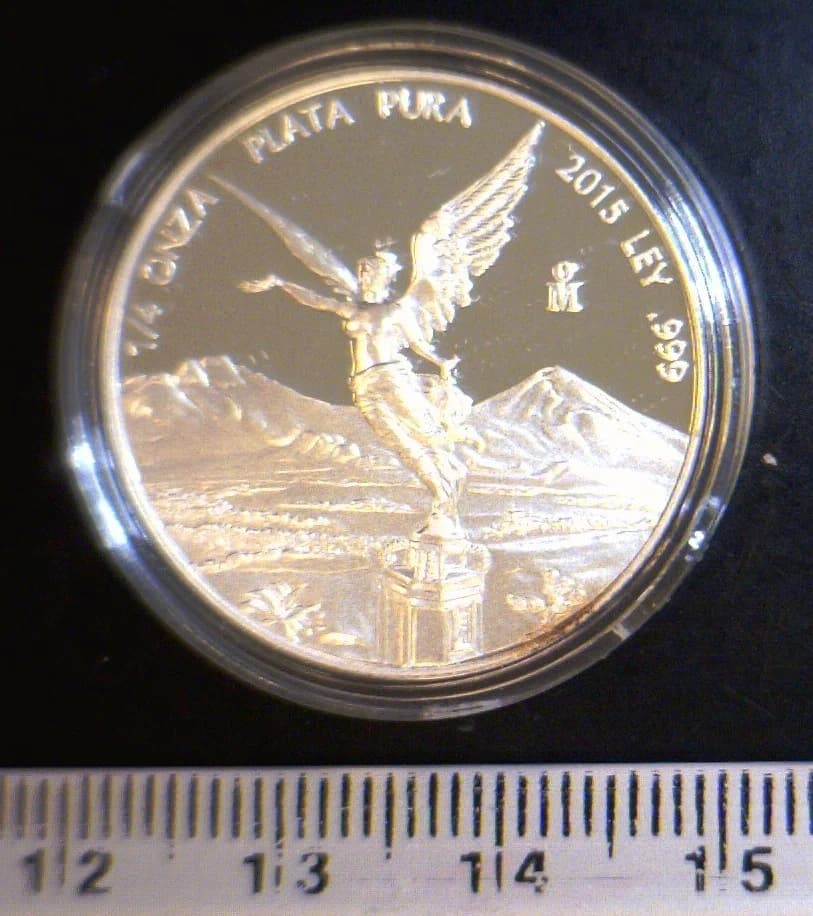 1/4 oz Libertad Plata 2015 · Inventario Banxico 23713 (reverso)