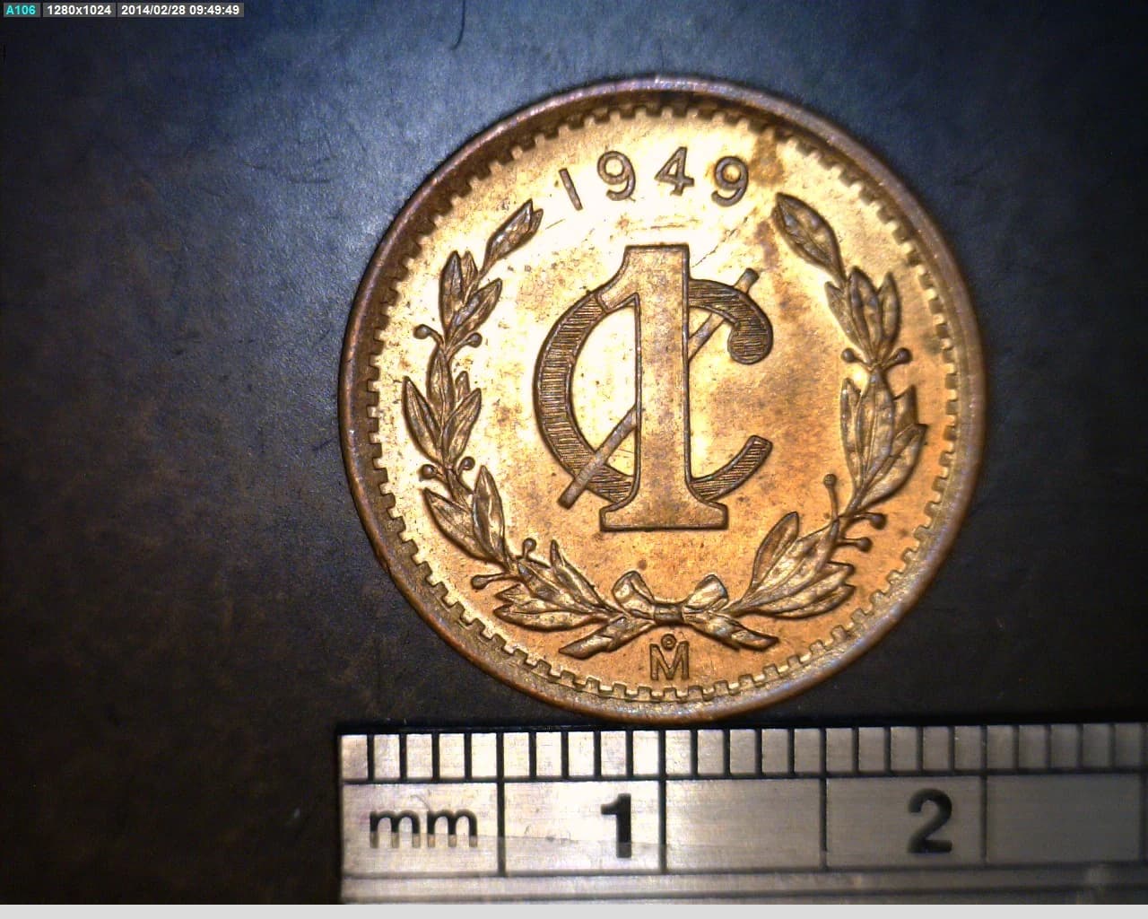 1 Centavos Bronce 1949 (reverso)