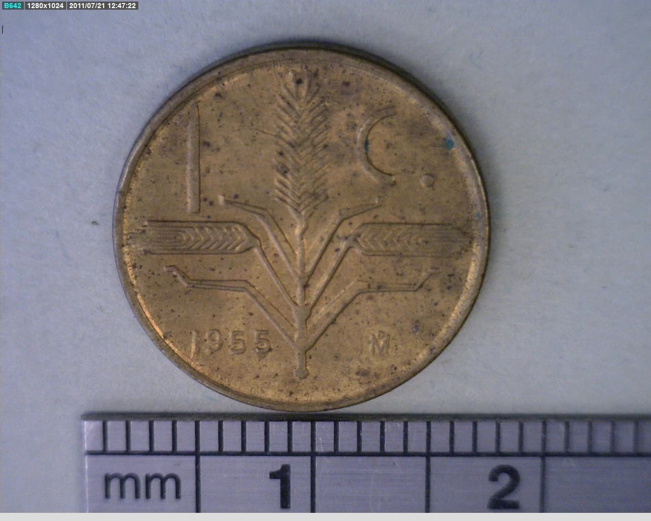 1 Centavos Latón 1955 (reverso)