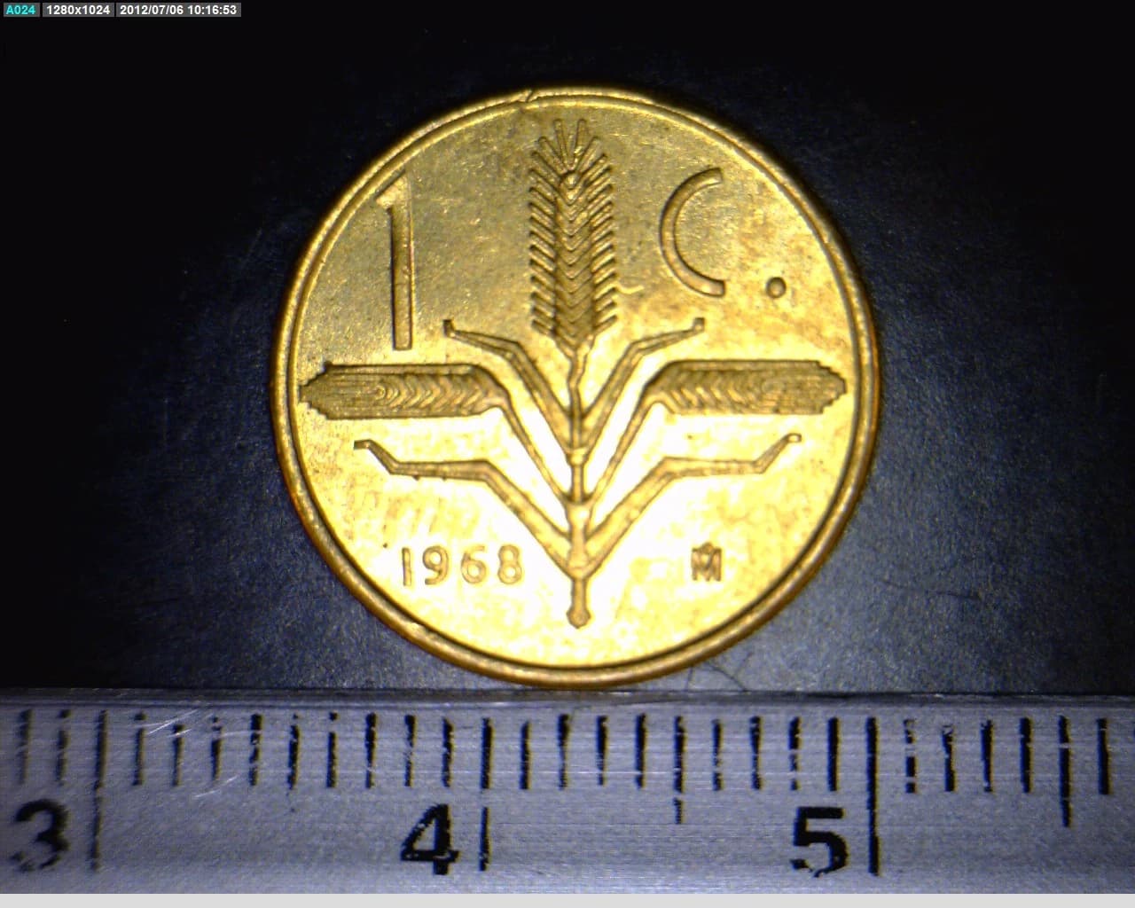 1 Centavos Latón 1968 (reverso)