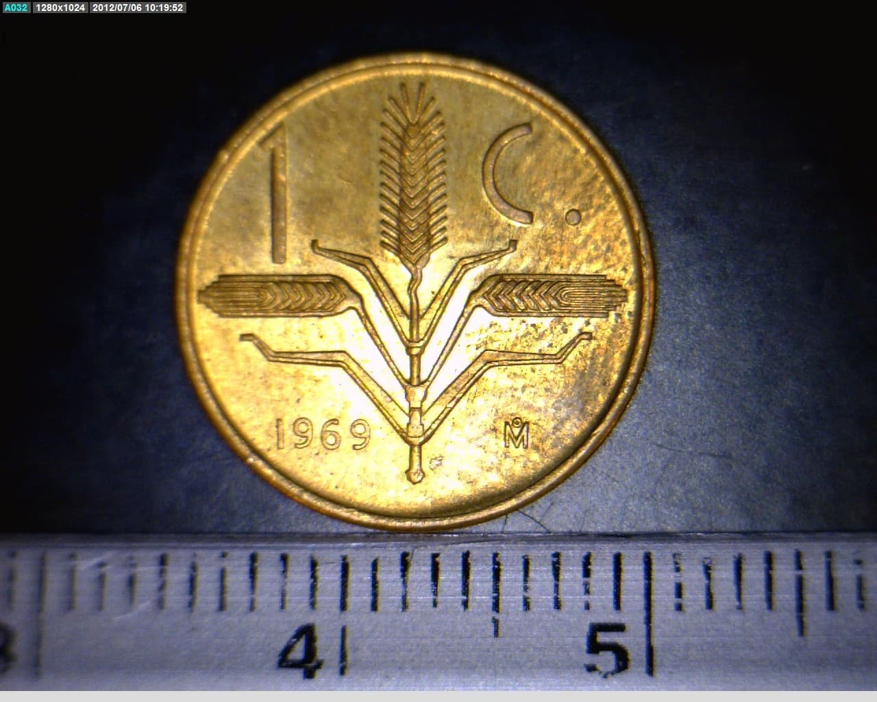 1 Centavos Latón 1969 (reverso)