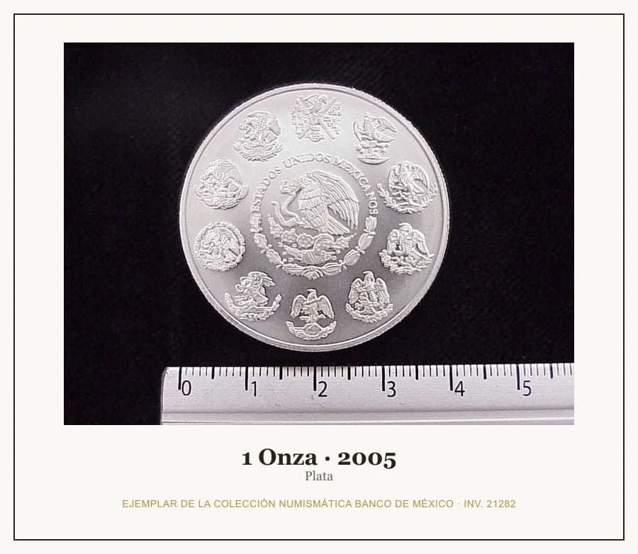 1 Onza · 2005 — Ejemplar de la Colección Numismática Banco de México, inv. 21282