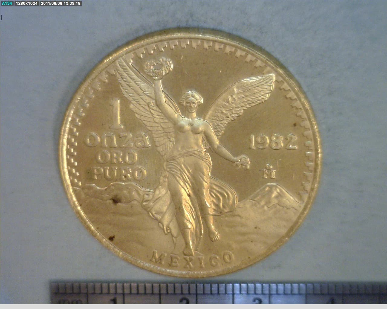 1 oz Libertad Oro 1982 · Inventario Banxico 16082 (reverso)