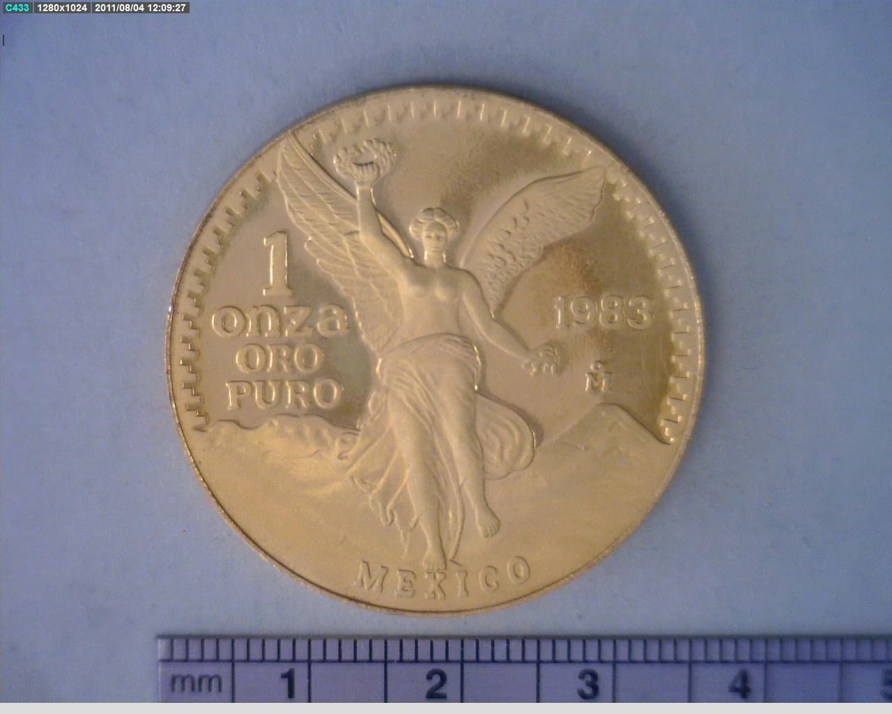 1 oz Libertad Oro 1983 · Inventario Banxico 16560 (reverso)