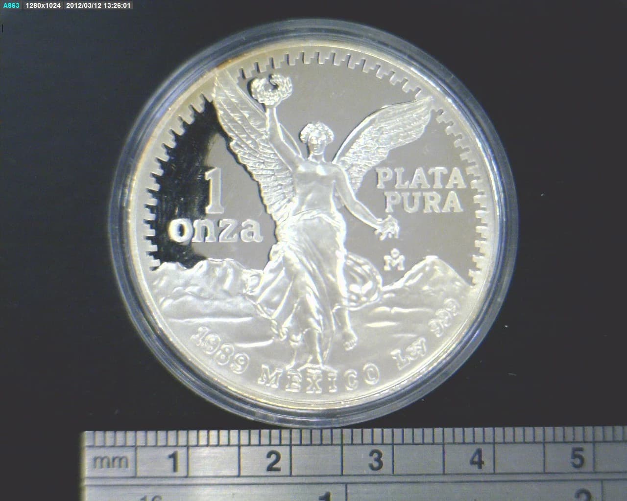 1 oz Libertad Plata 1989 · Inventario Banxico 17854 (reverso)