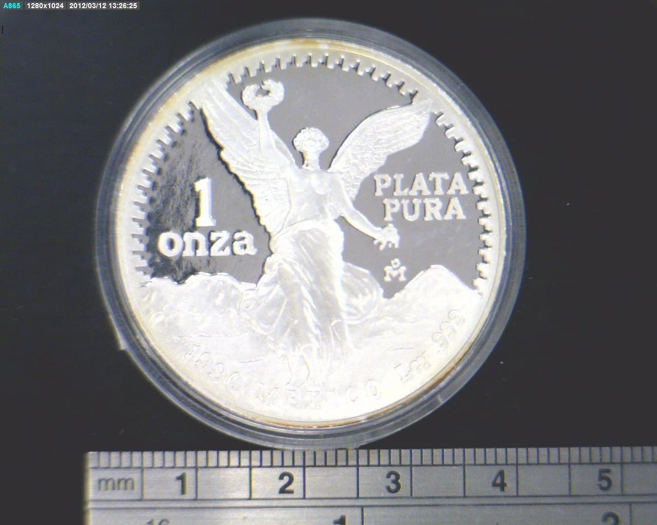 1 oz Libertad Plata 1990 · Inventario Banxico 17856 (reverso)