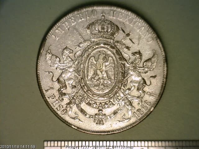 1-peso-maximiliano-habsburgo-1866-mexico - anverso (Banxico)