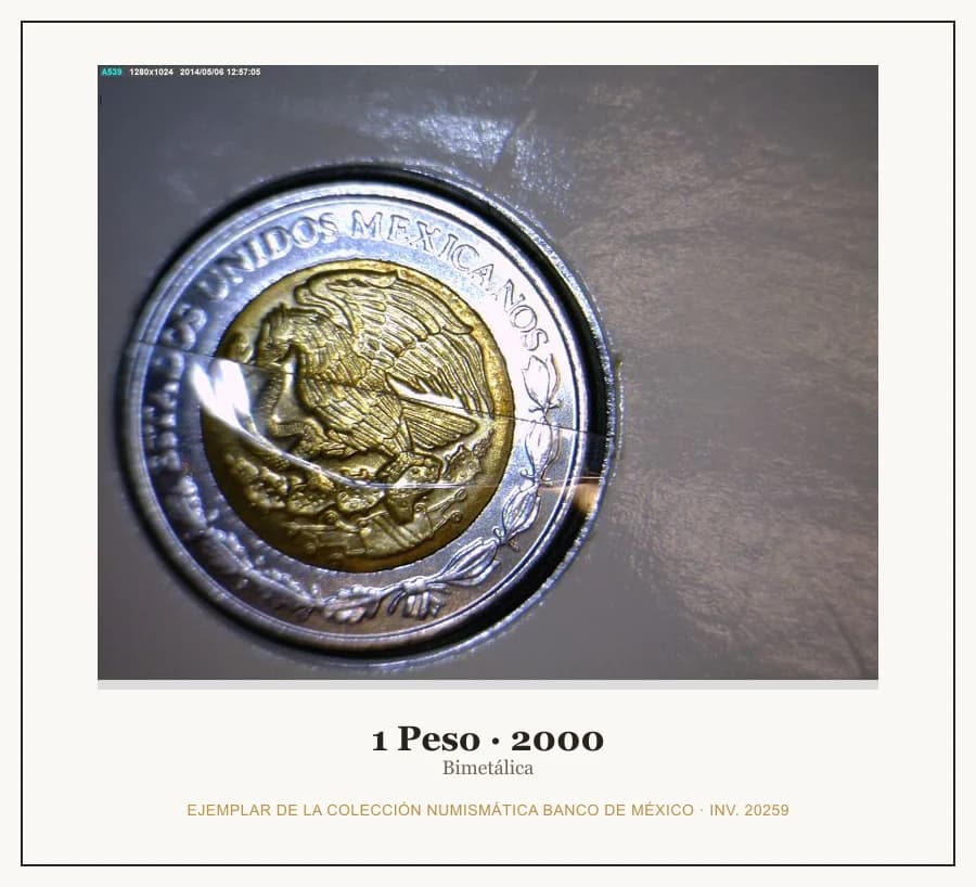 1 Peso · 2000 — Ejemplar de la Colección Numismática Banco de México, inv. 20259