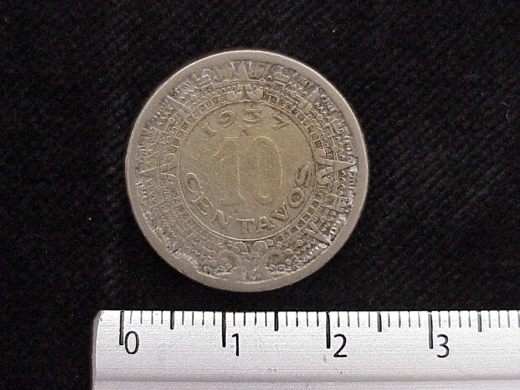 10 Cuproníquel 1937 . Inventario Banxico 12220 (reverso)