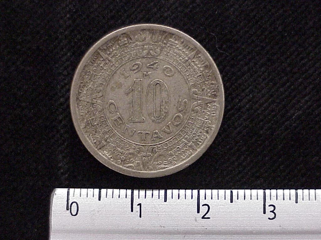 10 Cuproníquel 1940 . Inventario Banxico 12231 (reverso)