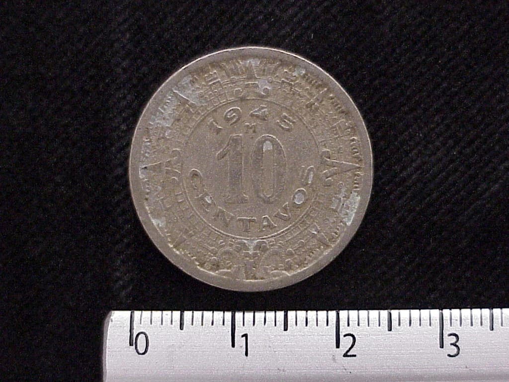 10 Cuproníquel 1945 . Inventario Banxico 12238 (reverso)