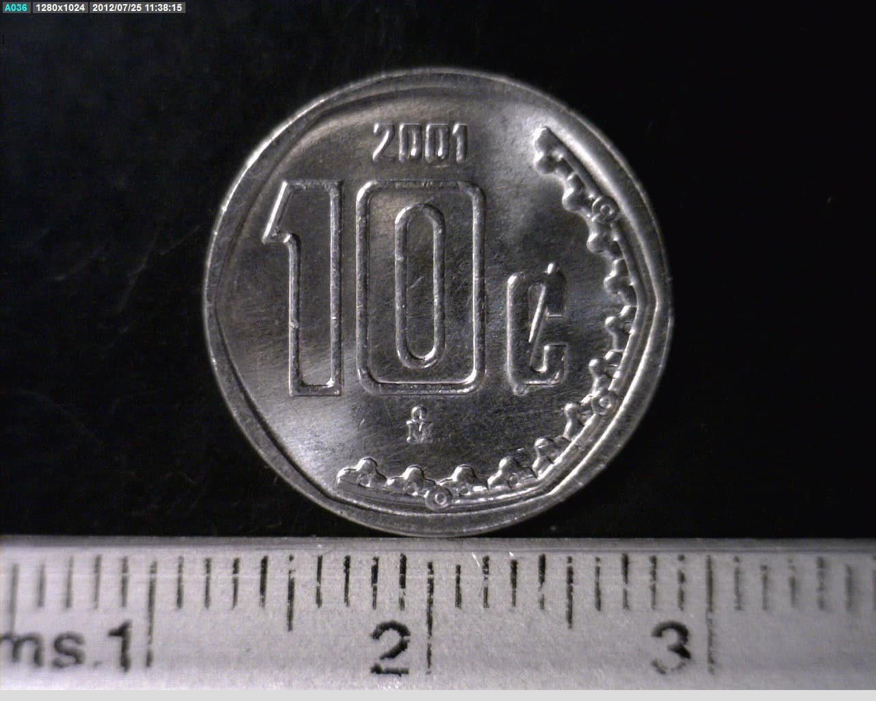 10 Centavos Acero inoxidable 2001 · Reverso