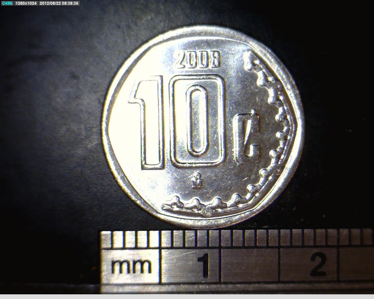 10 Centavos Acero inoxidable 2008 · Reverso