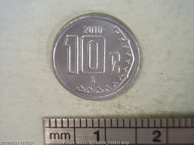 10 Centavos Acero inoxidable 2010 · Reverso