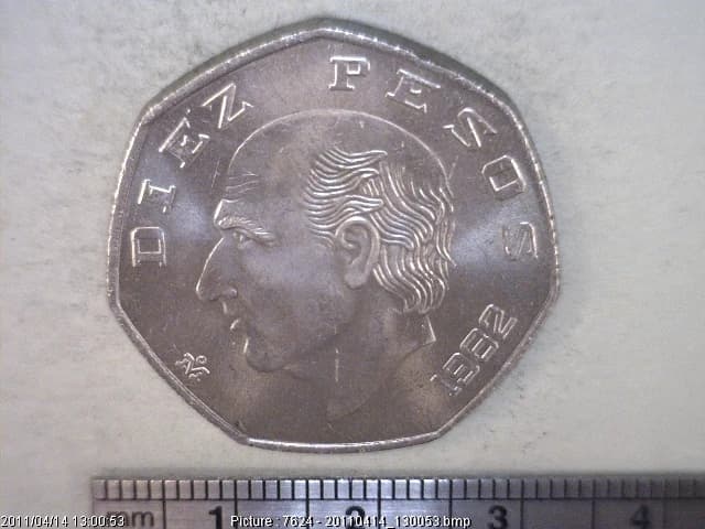 10 Pesos Cuproníquel 1982 (reverso)