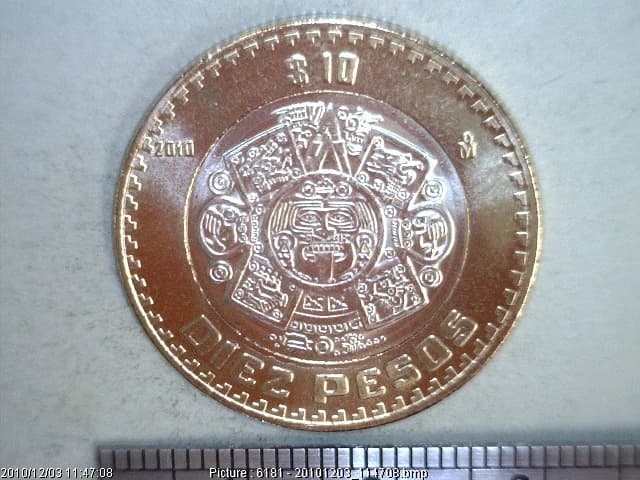 10 Bimetálica 2010 . Inventario Banxico 22664 (reverso)