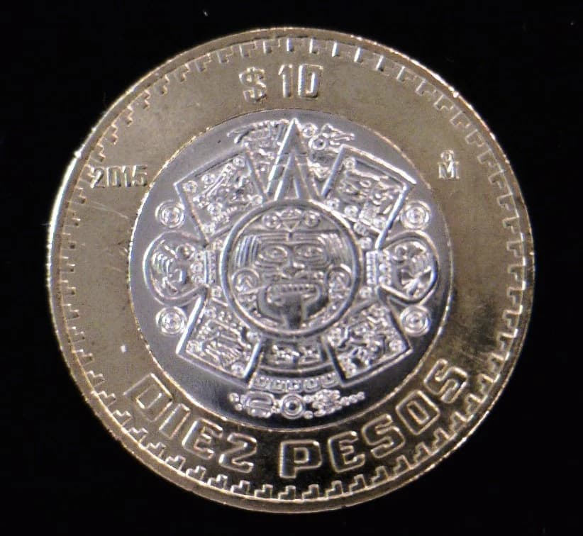 10 Bimetálica 2015 . Inventario Banxico 23581 (reverso)