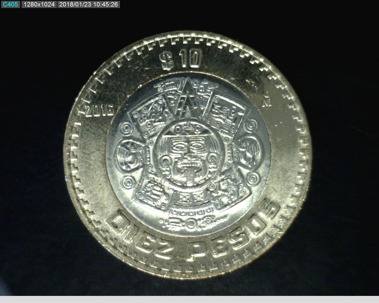 10 Bimetálica 2016 . Inventario Banxico 23978 (reverso)