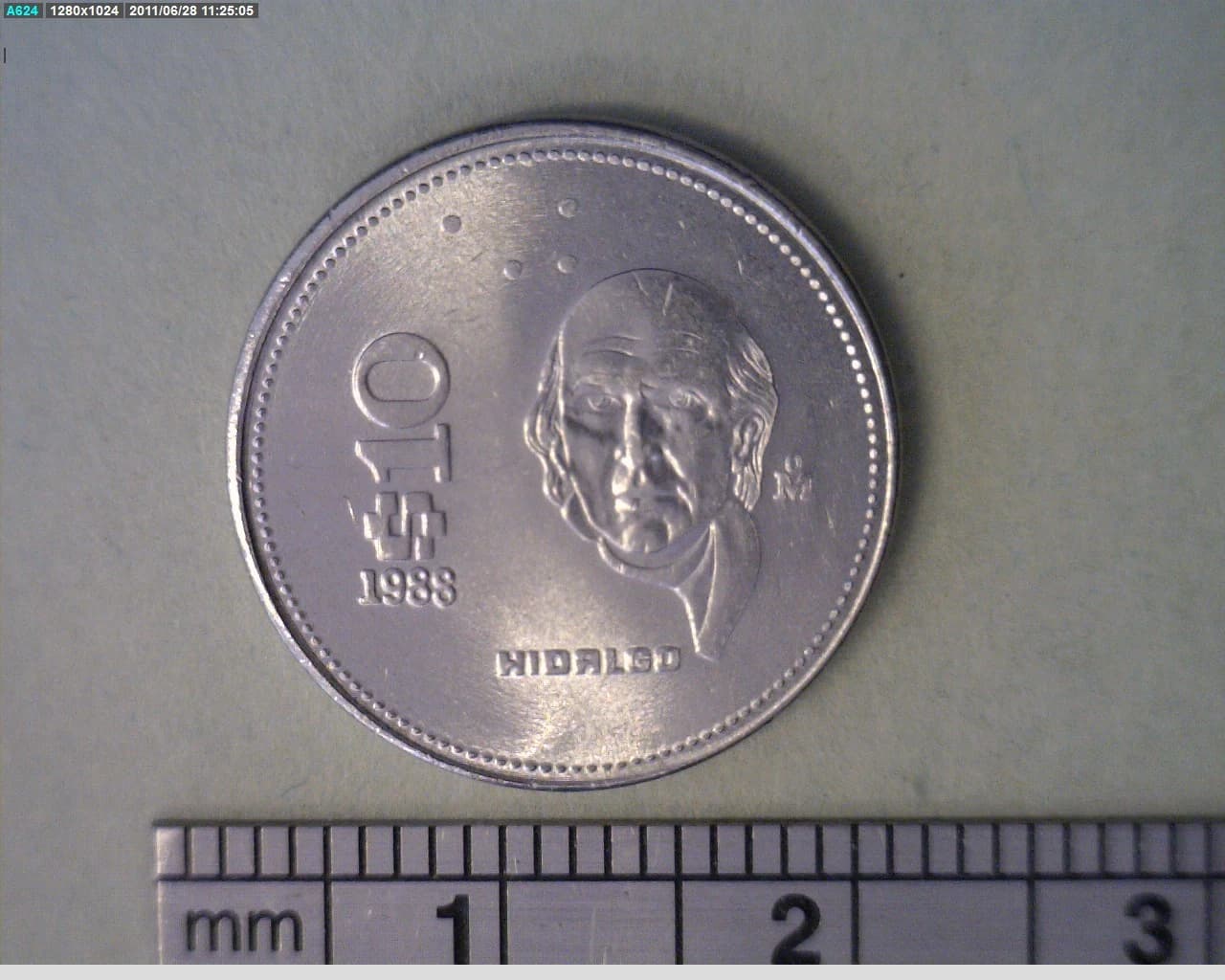 10 Pesos Hidalgo Acero inoxidable 1988 (reverso)