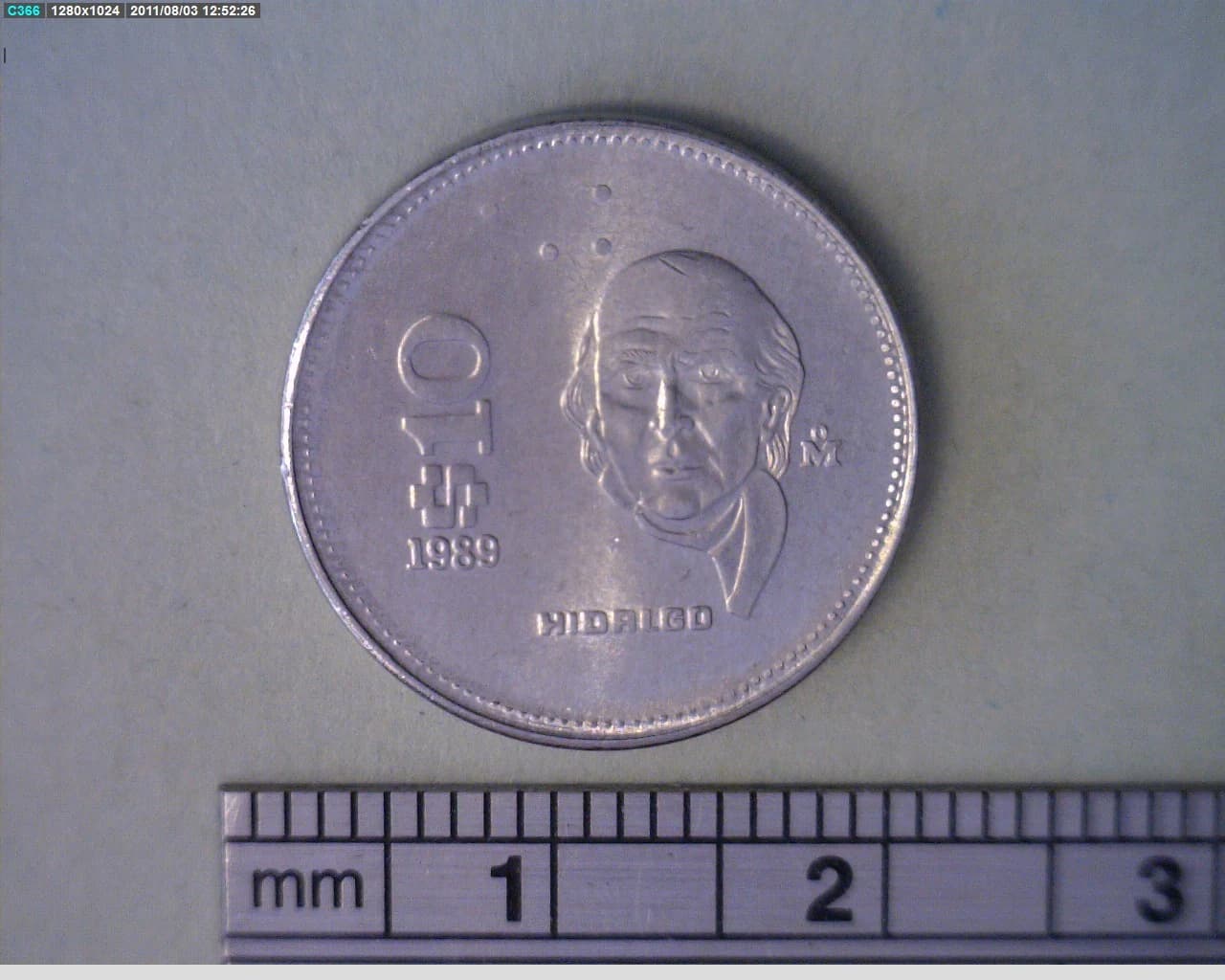 10 Pesos Hidalgo Acero inoxidable 1989 (reverso)