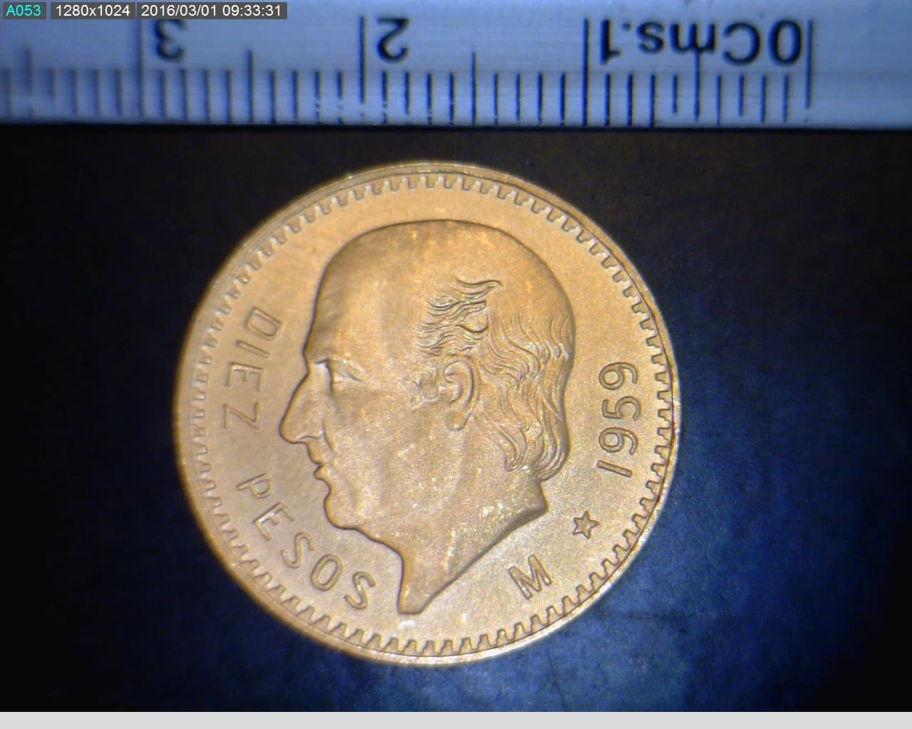 10 Pesos Hidalgo Oro 1959 (reverso)
