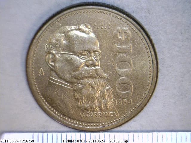 100 Pesos Bronce Aluminio 1984 (reverso)