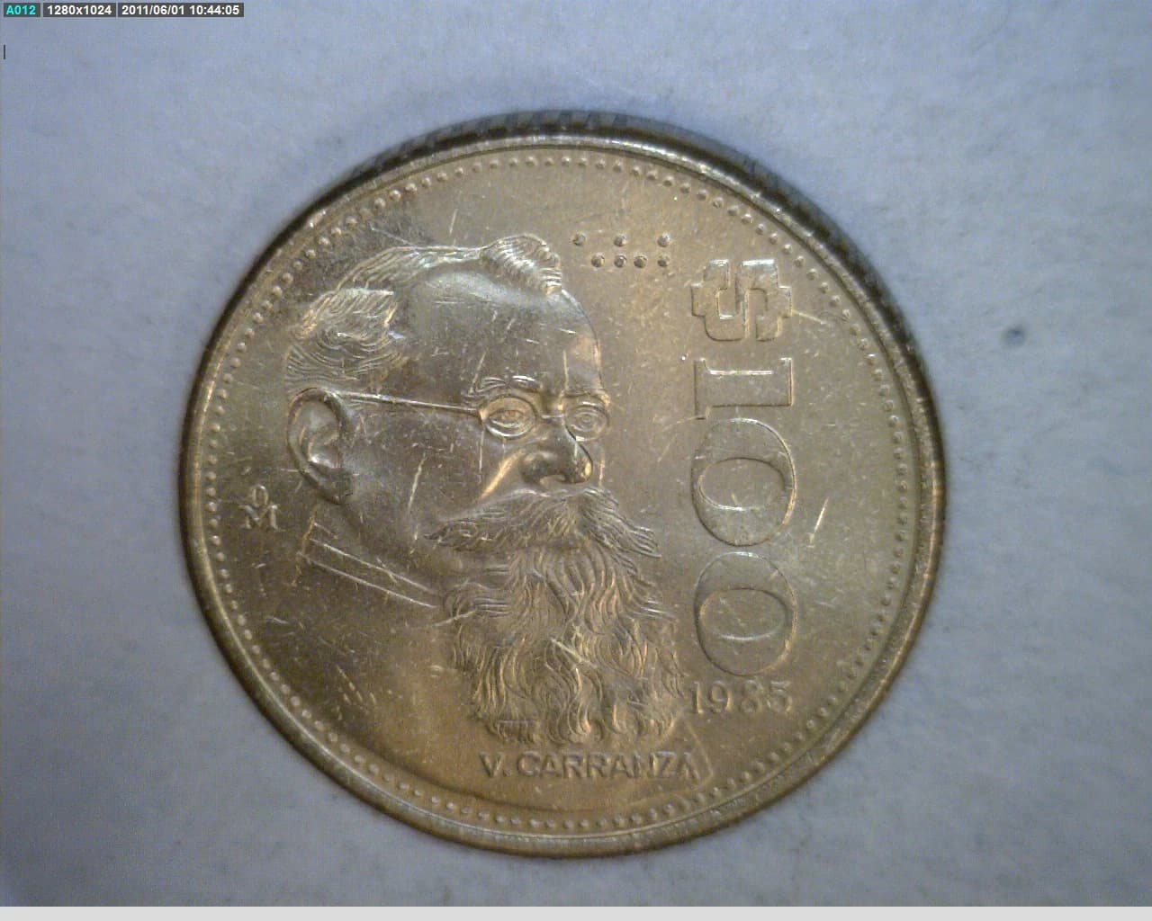 100 Pesos Bronce Aluminio 1985 (reverso)