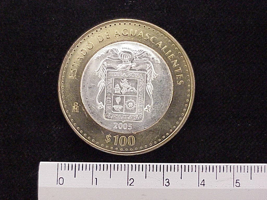 100 Pesos Aguascalientes Escudo 2003 · Inventario Banxico 21448 (reverso)