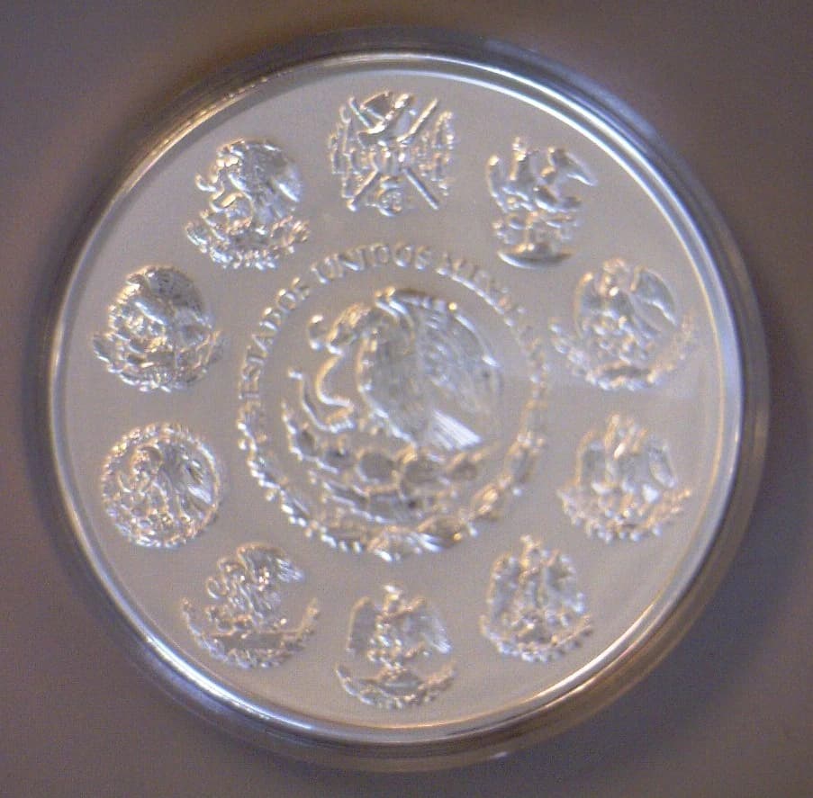 100-pesos-calendario-azteca-1-kilo-mate-brillo-2014 - anverso (Banxico)