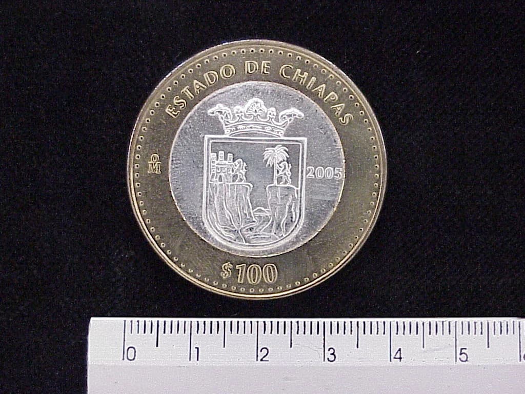 100 Pesos Chiapas Escudo 2003 · Inventario Banxico 21416 (reverso)